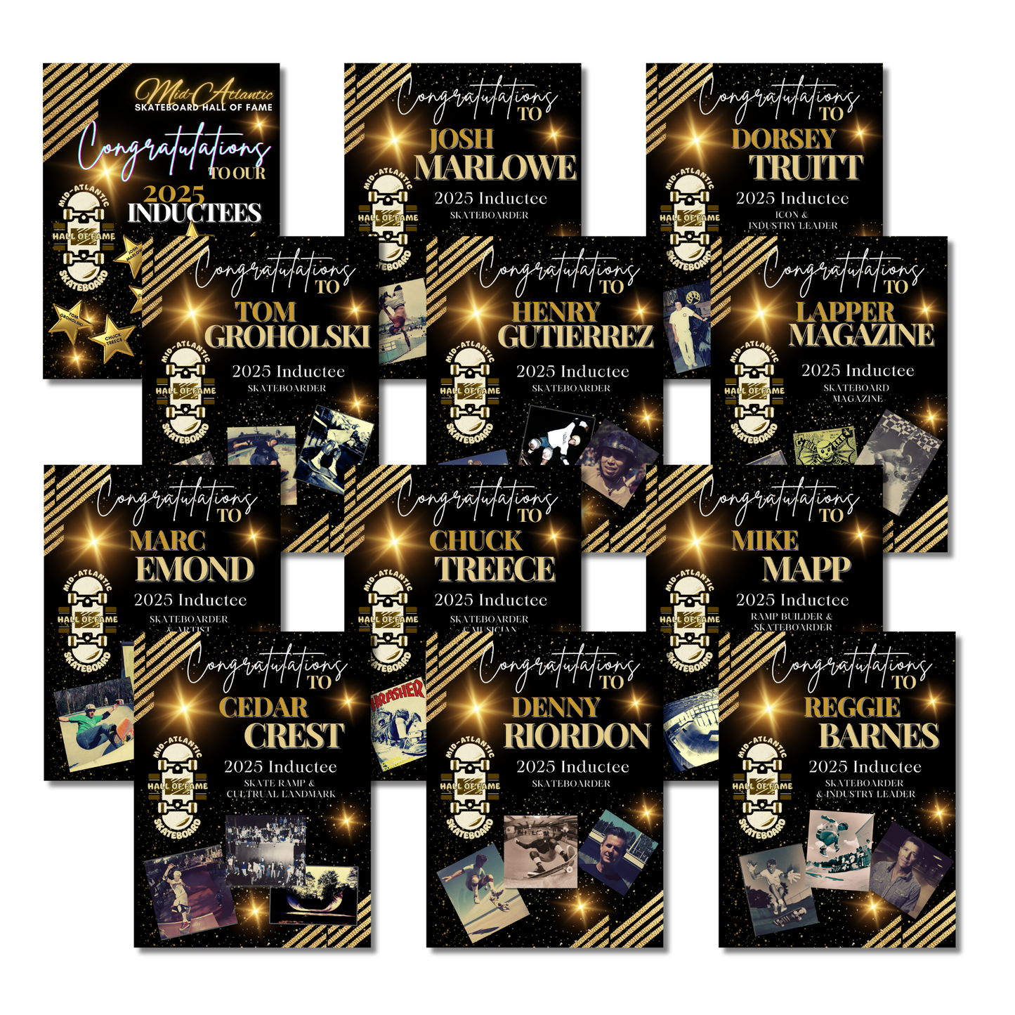 Skateboard Hall of Fame 2025 Inductee Posters 18"x24"