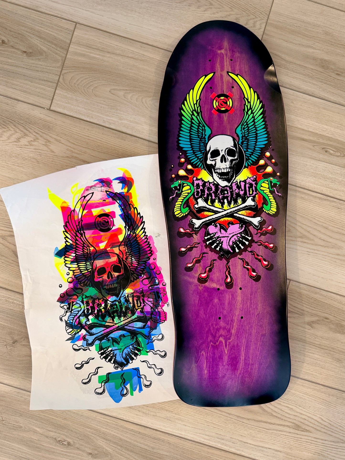 WAFFLE EVENT TICKET: Brand-X X-Con HAND-PAINTED Deck & Screen-Print Test Sheet (AUG 26)
