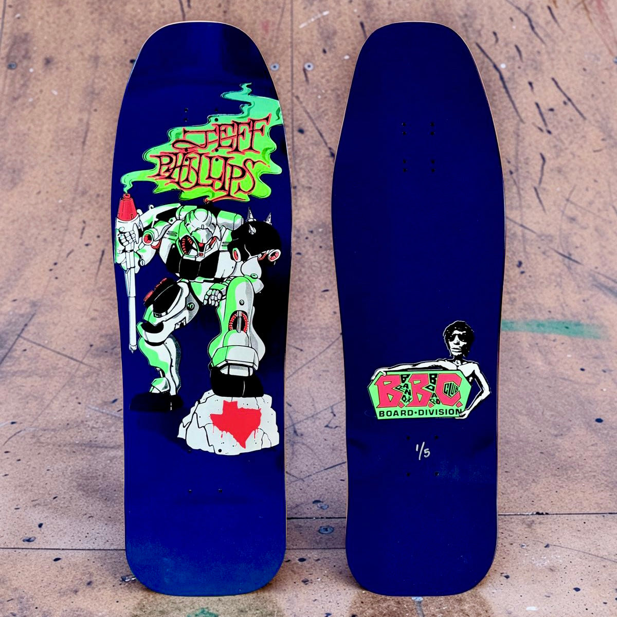 WAFFLE EVENT TICKET: Jeff Phillips Gundam Limited-Edition, HAND-PAINTED Deck (1 of 5)