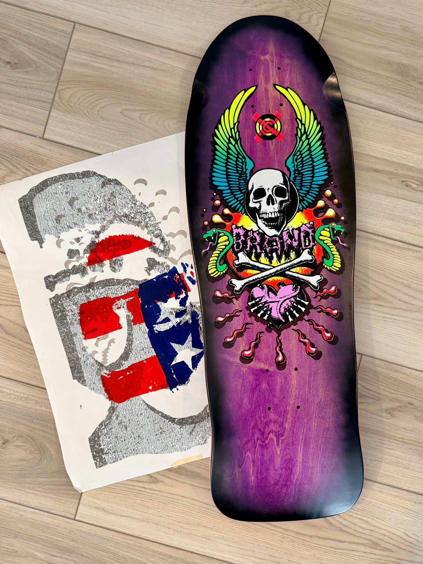 WAFFLE EVENT TICKET: Brand-X X-Con HAND-PAINTED Deck & Screen-Print Test Sheet (AUG 26)