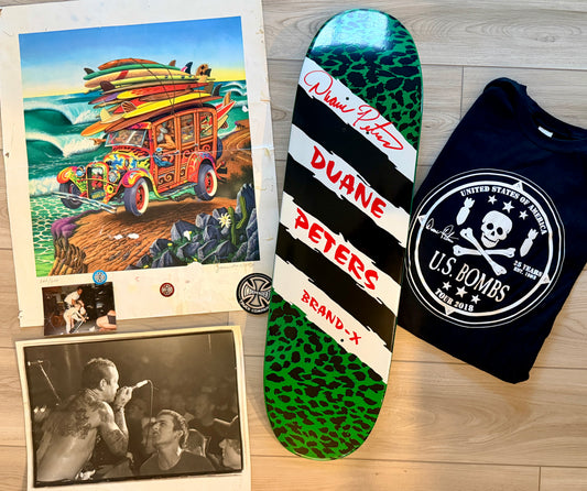 WAFFLE EVENT TICKET: Jim Phillips AUTOGRAPHED 1991 Woodystock Poster & Duane Peters’ AUTOGRAPHED Deck